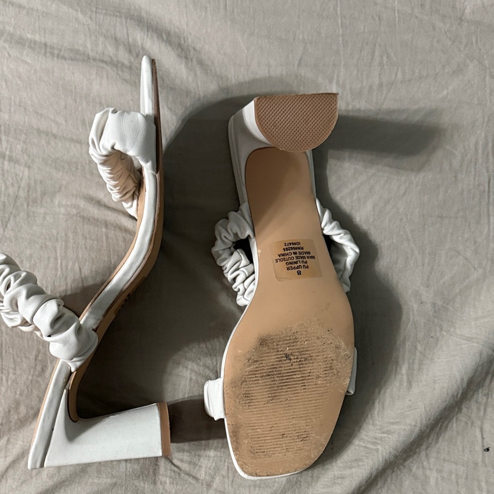Express Ruffled White Sandals - Picture 3 of 5